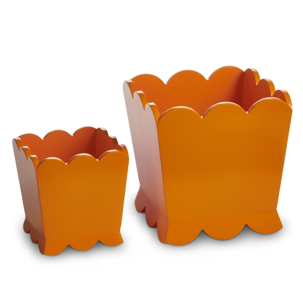 RAZ Imports 8.5" Orange Scalloped Planters