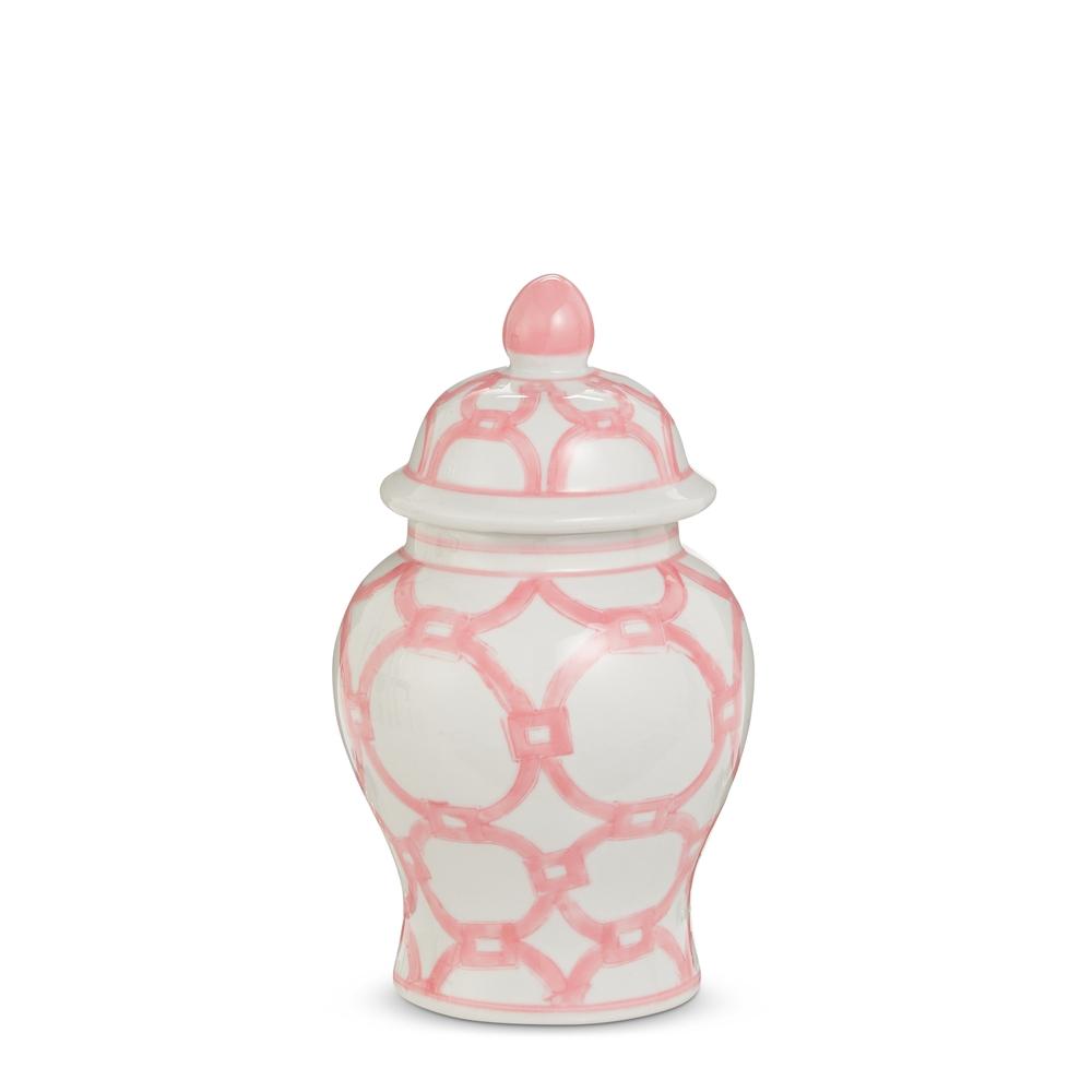 RAZ Imports 8.5" Pink and White Pattern Ginger Jar