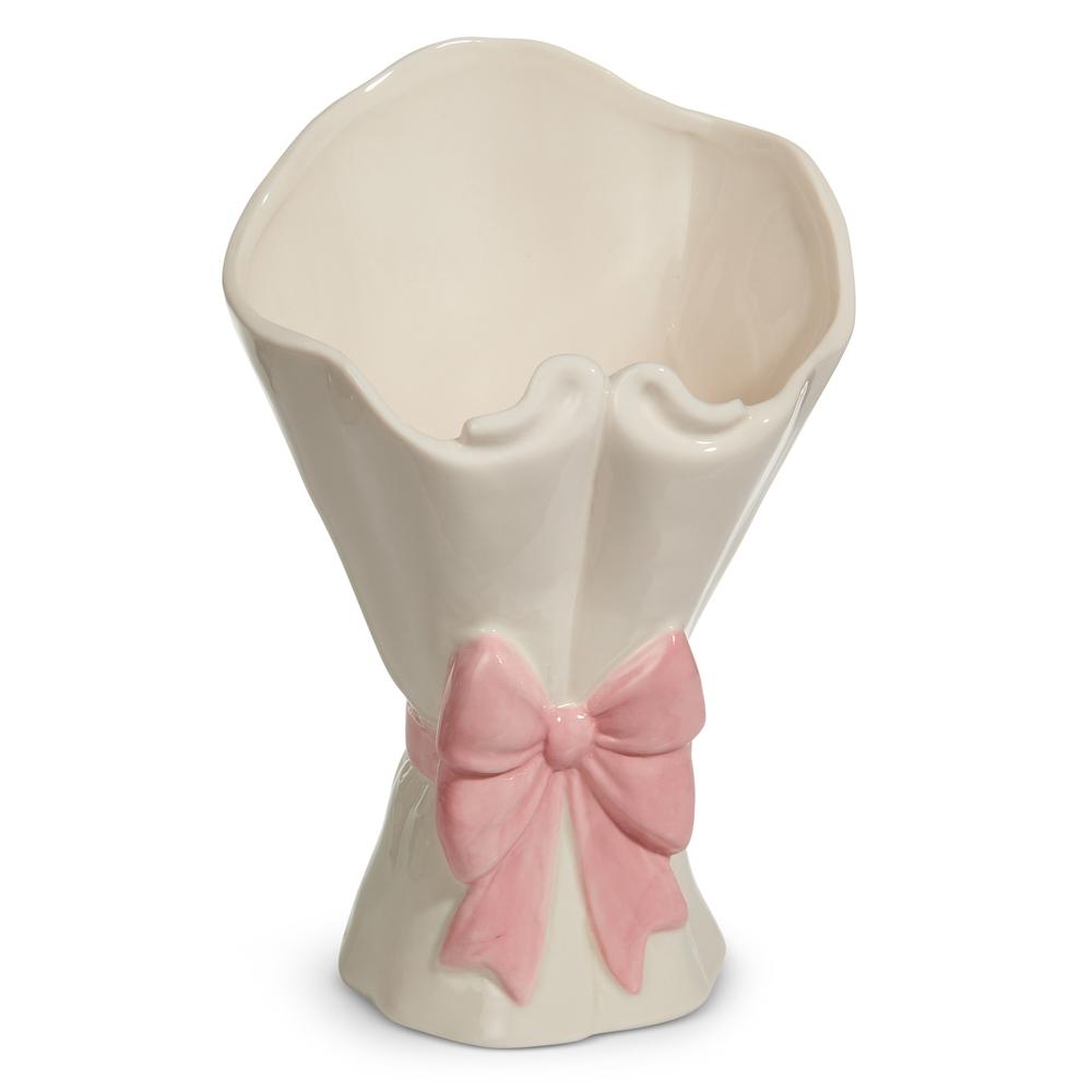 RAZ Imports 8.5" Pink Bow Planter