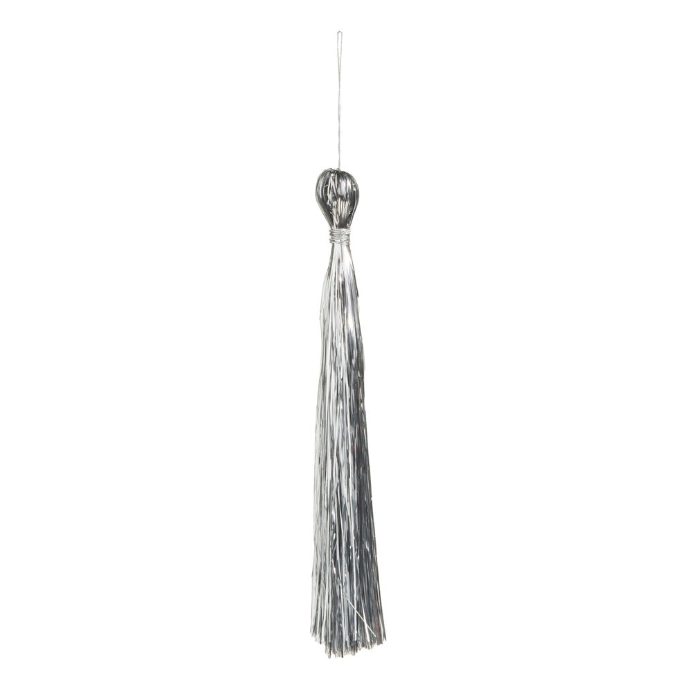 RAZ Imports 8.5" Silver Tinsel Tassel Ornament