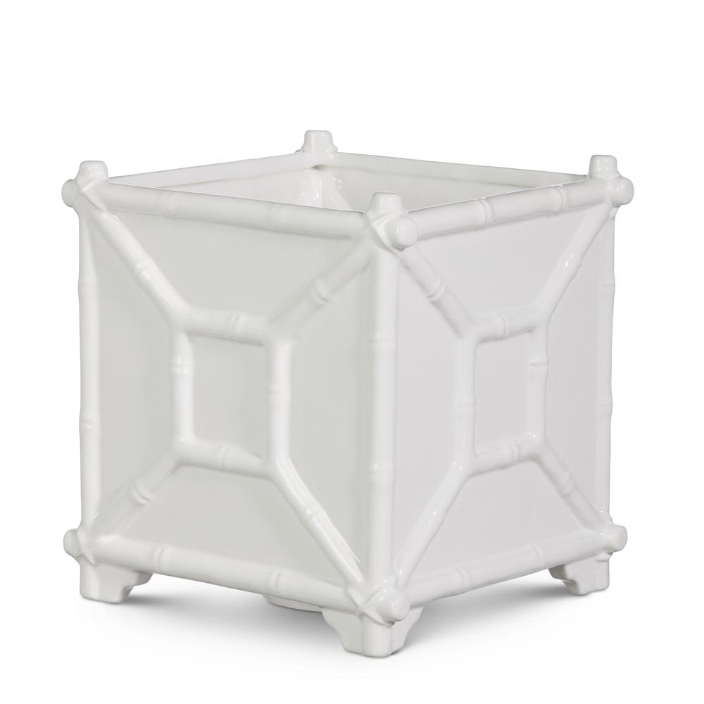 RAZ Imports 8.5" White Bamboo Planter