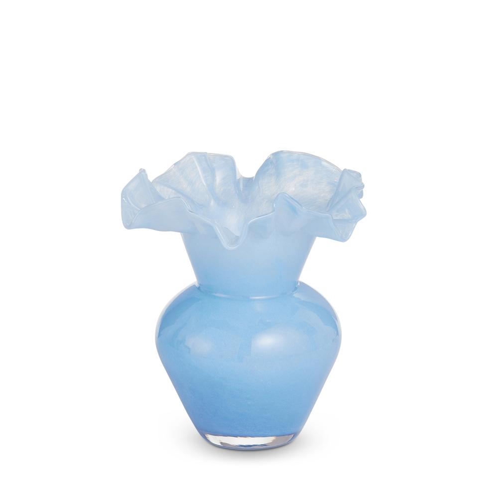 RAZ Imports 8" Blue Ruffle Vase