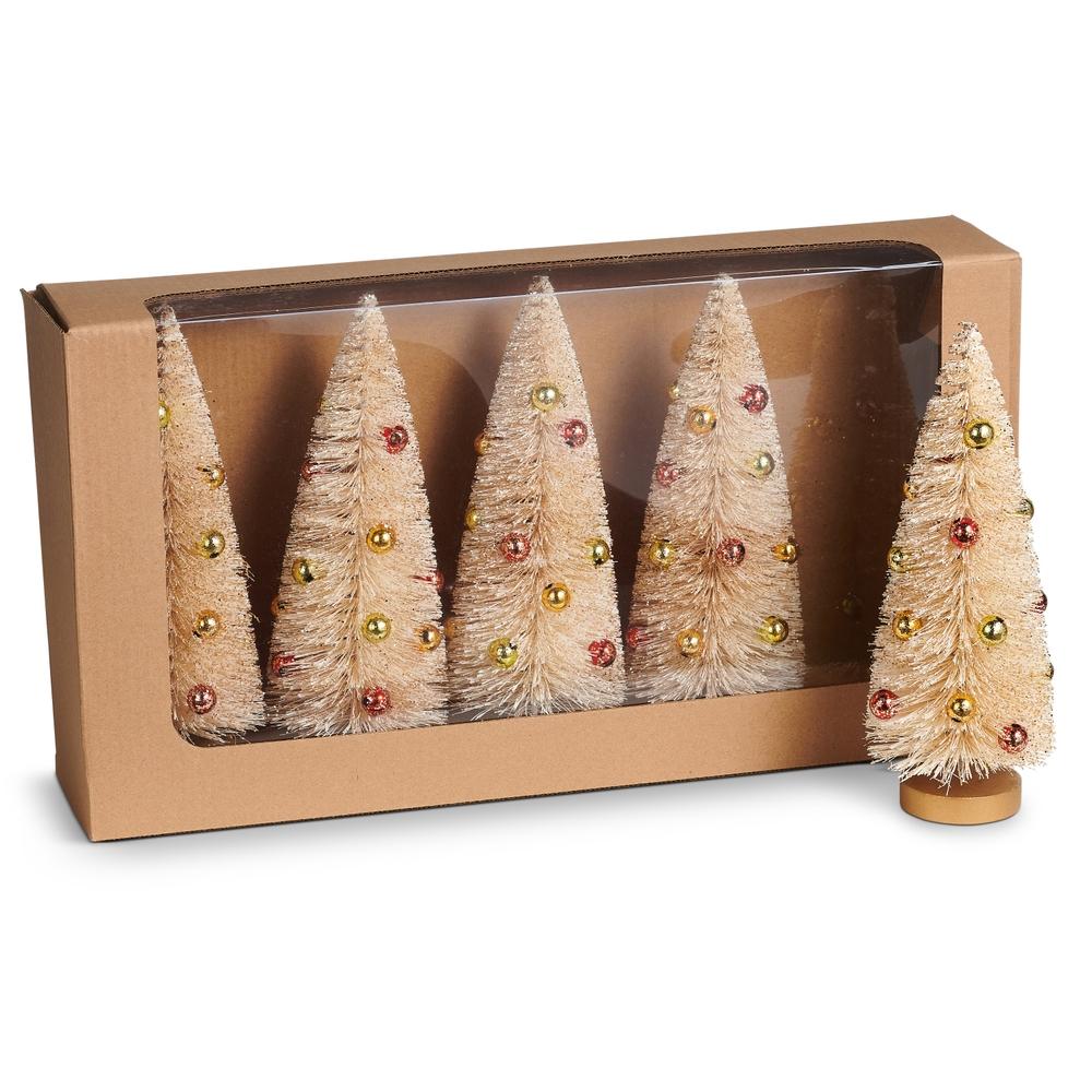 RAZ Imports 8" Box of Decorated Bottle Brush Trees