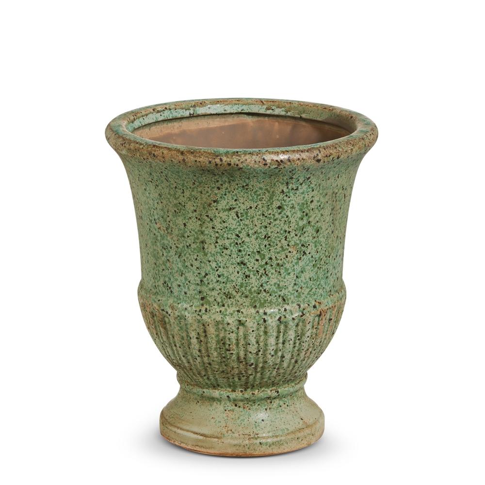 RAZ Imports 8" Distressed Green Urn Planter