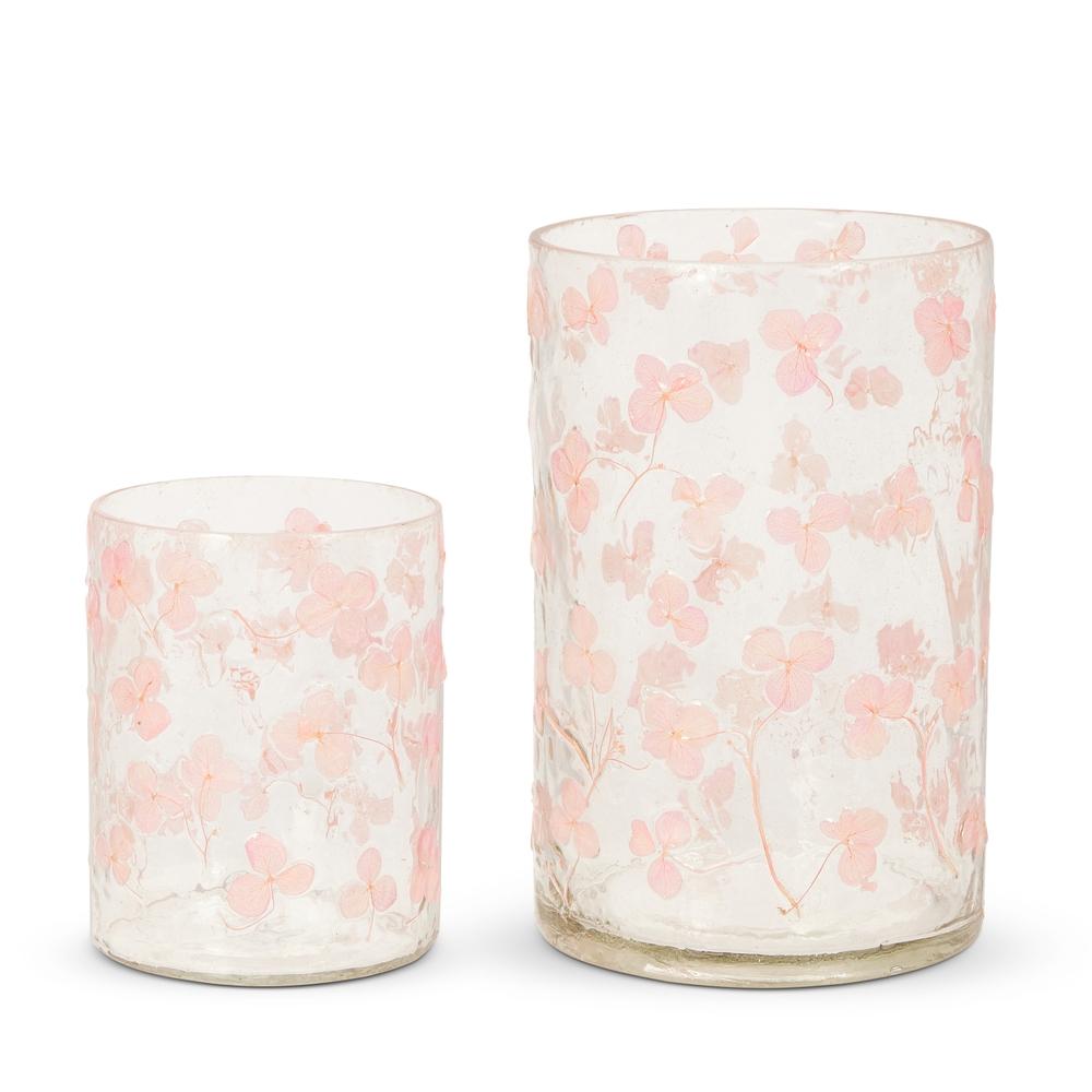 RAZ Imports 8" Dried Floral Glass Hurricane