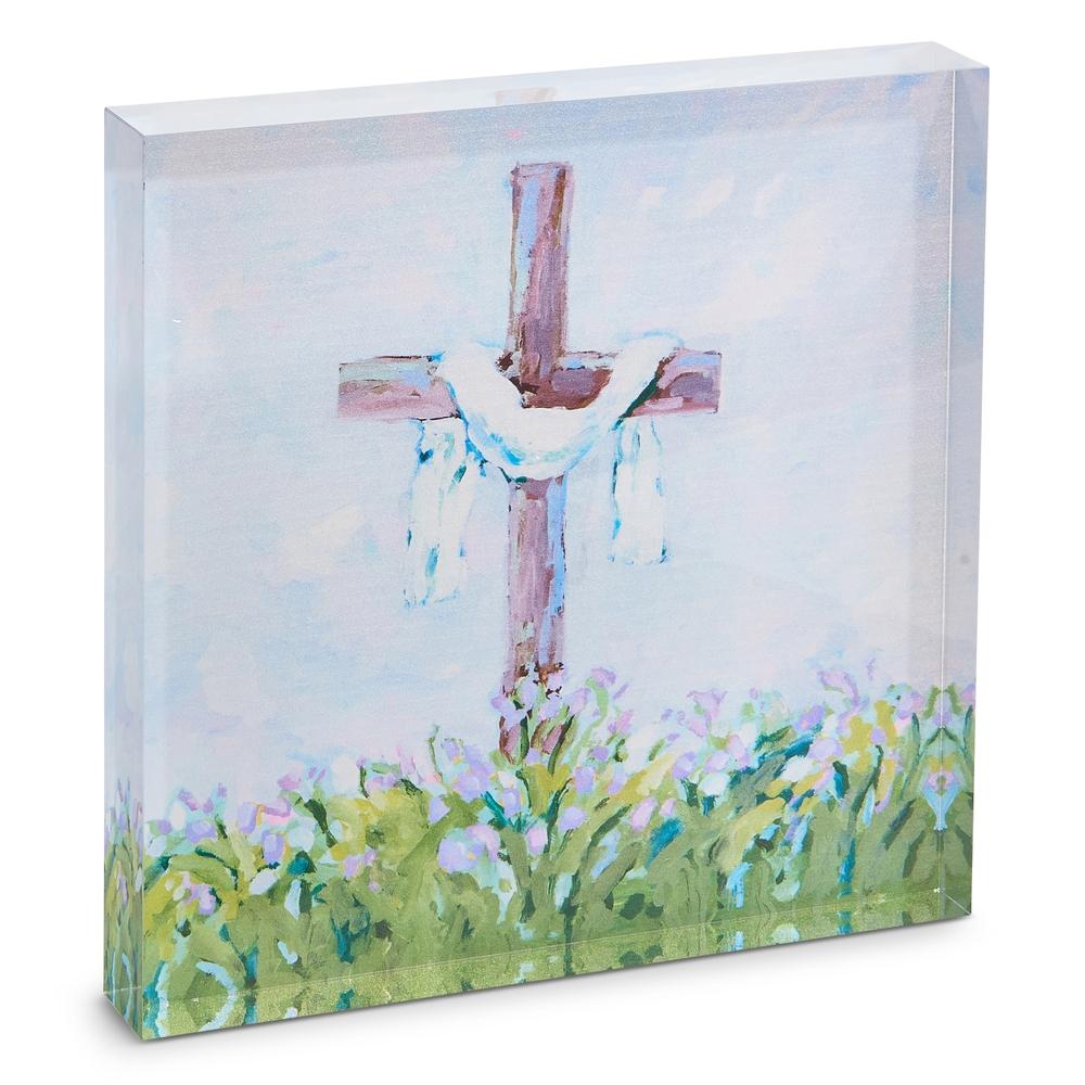 RAZ Imports 8" Easter Cross Acrylic Block