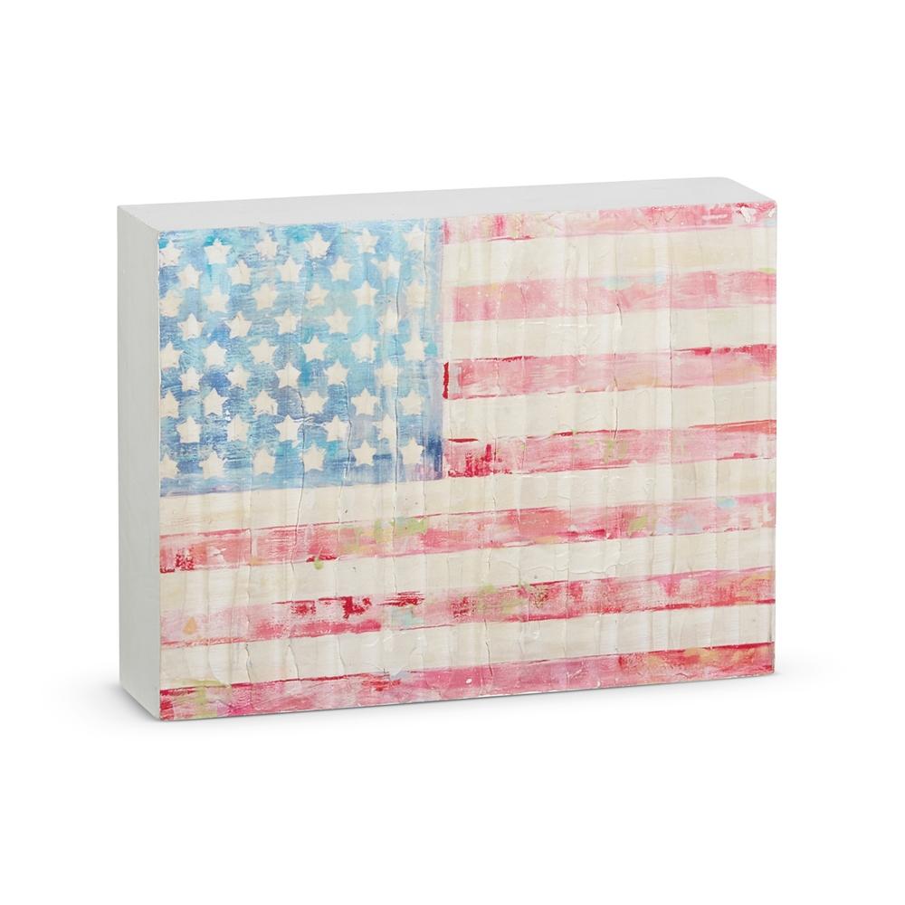RAZ Imports 8" Faded American Flag Wood Block