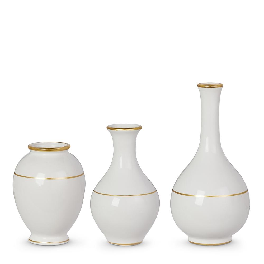 RAZ Imports 8" Gold Accent White Vases