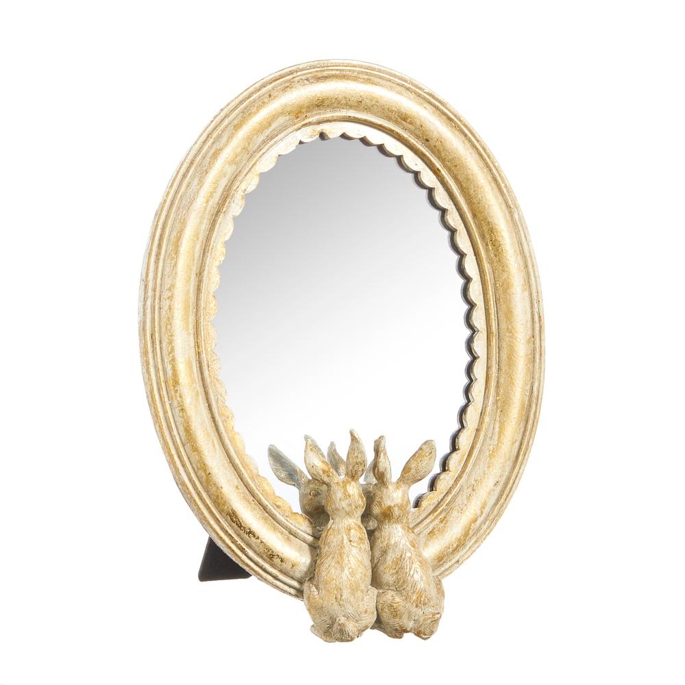 RAZ Imports 8" Gold Rabbits Mirrored Decor