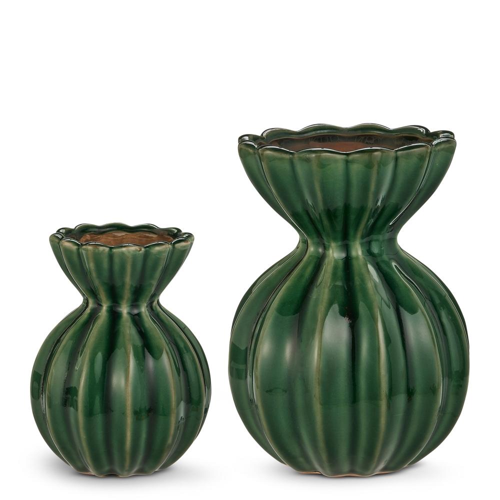 RAZ Imports 8" Green Fluted Vase