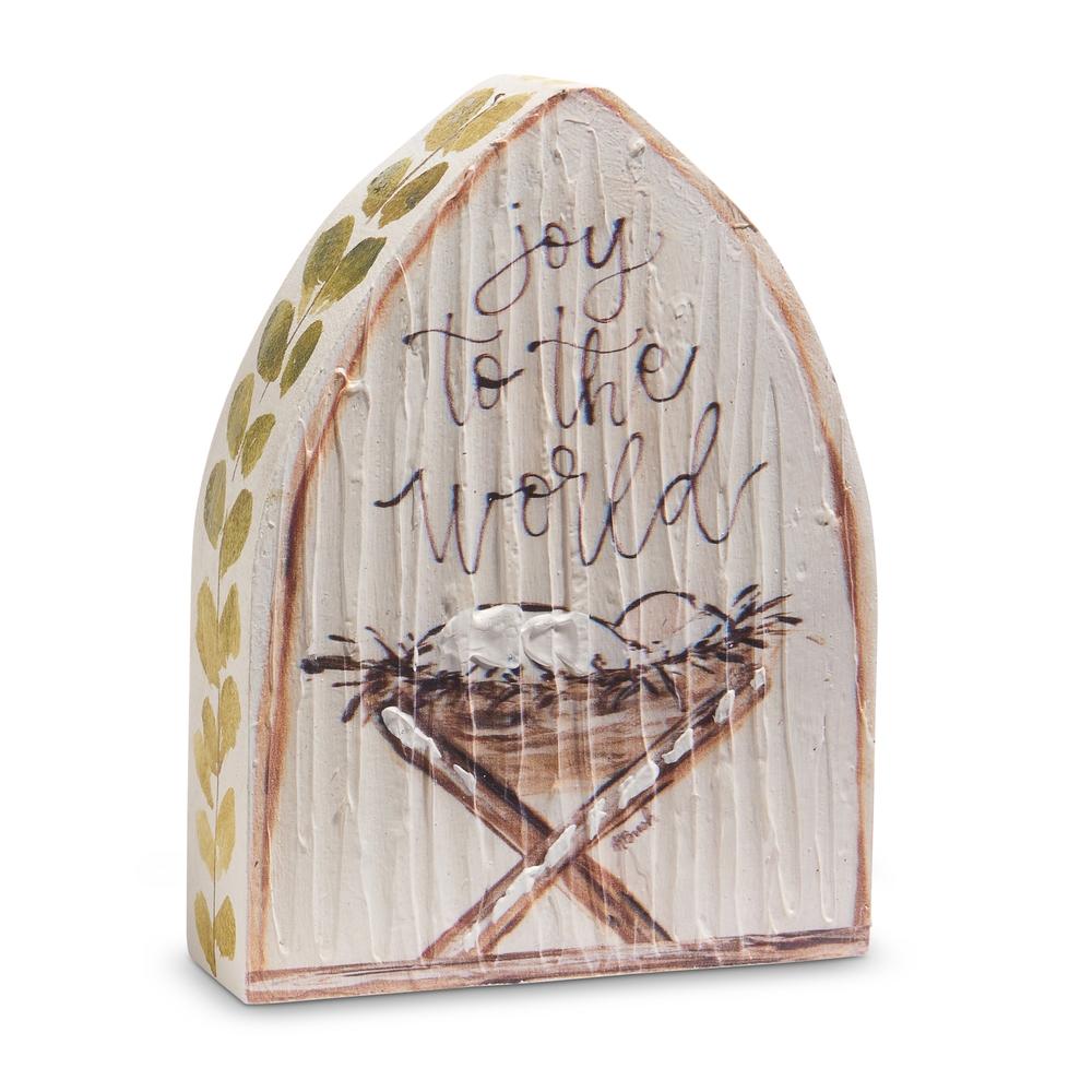 RAZ Imports 8" Jesus in Manger Textured Wood Block
