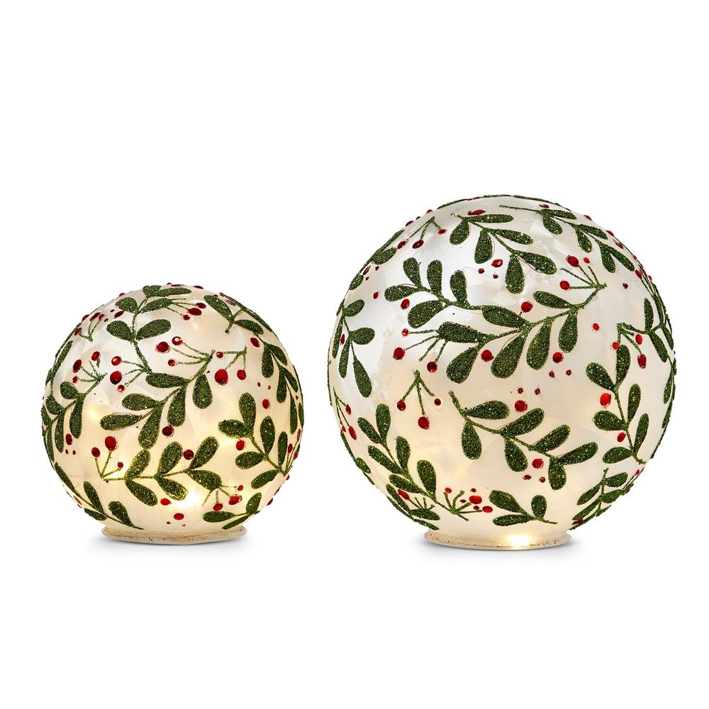 RAZ Imports 8" Lighted Botanical Holly Balls