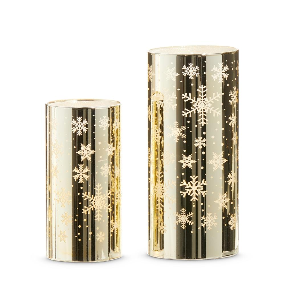 RAZ Imports 8" Lighted Gold Snowflake Lanterns