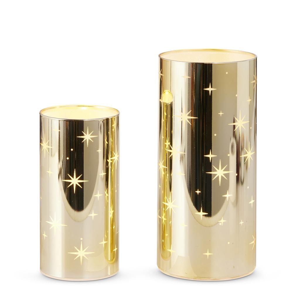 RAZ Imports 8" Lighted Gold Star Lanterns