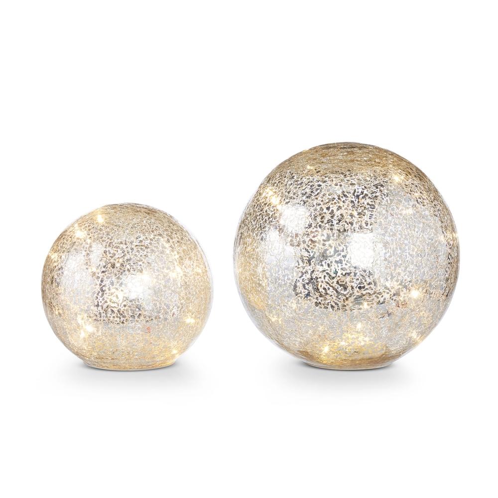 RAZ Imports 8" Mercury Glass Lighted Balls