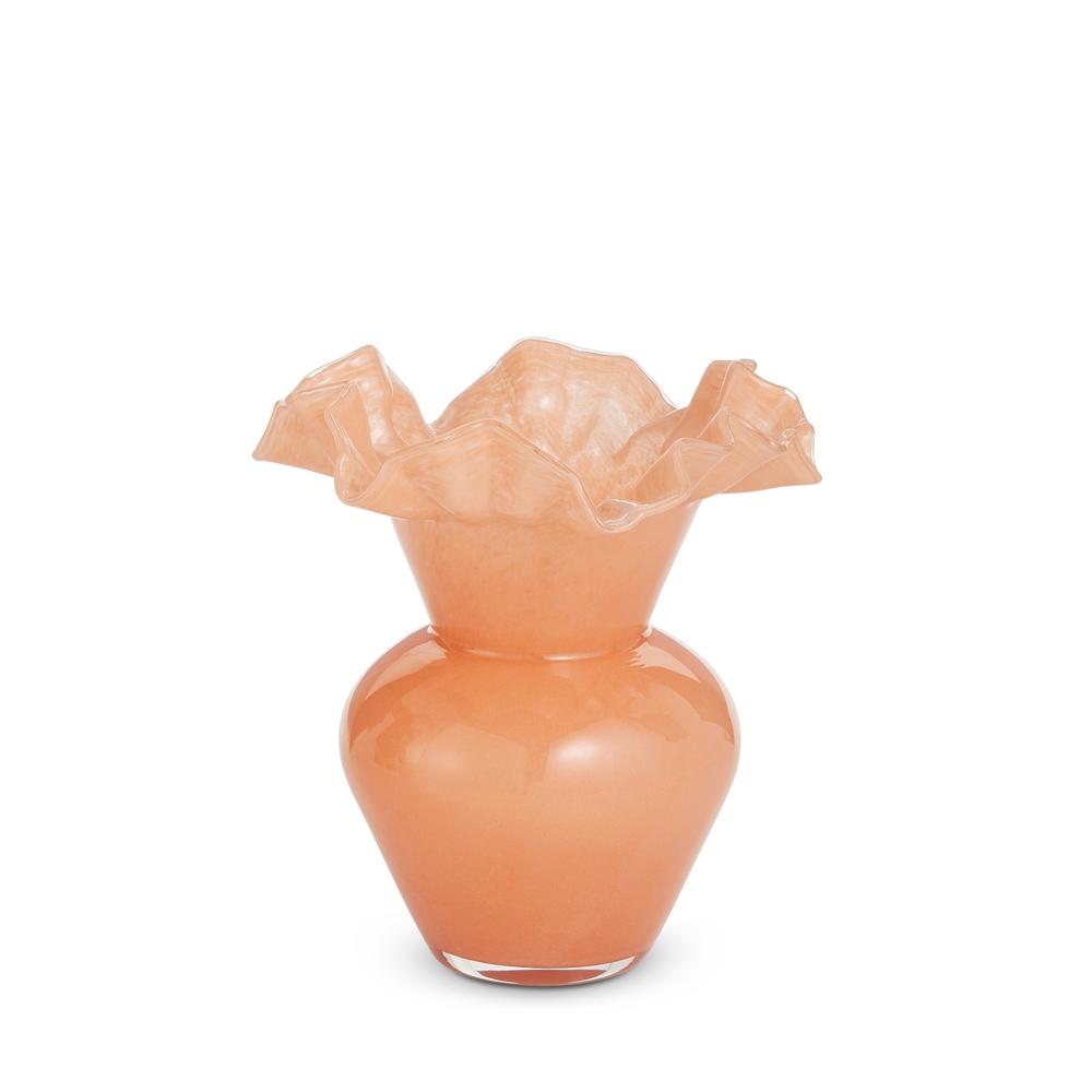 RAZ Imports 8" Orange Ruffle Vase