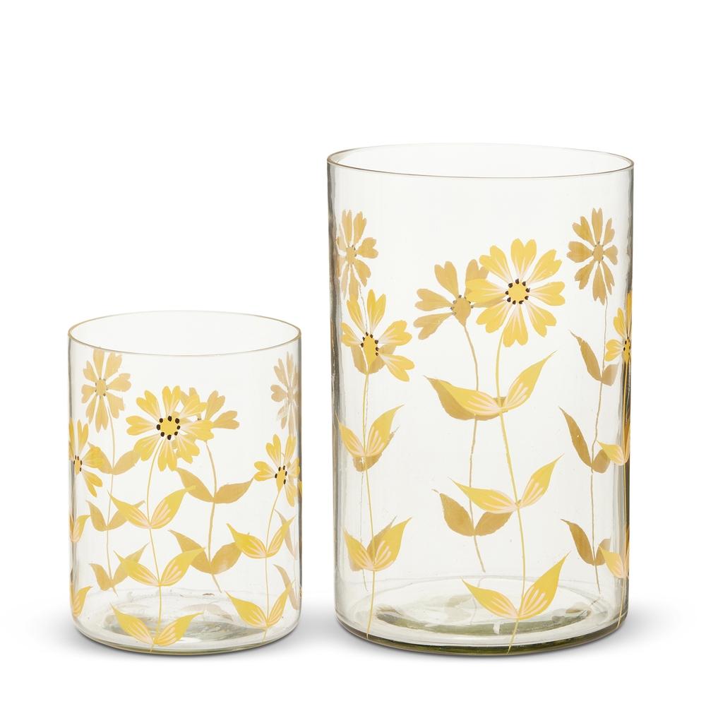 RAZ Imports 8" Painted Flowers Containers