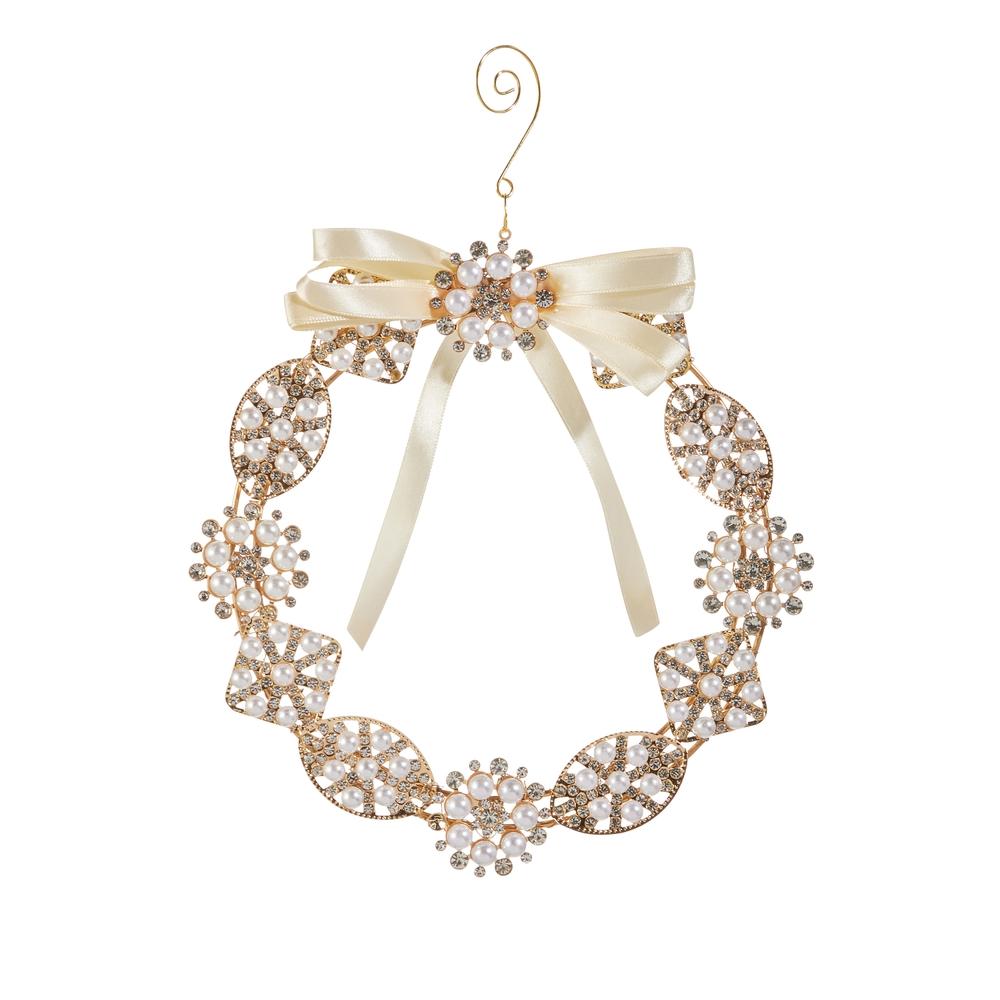 RAZ Imports 8" Pearl Brooch Wreath Ornament