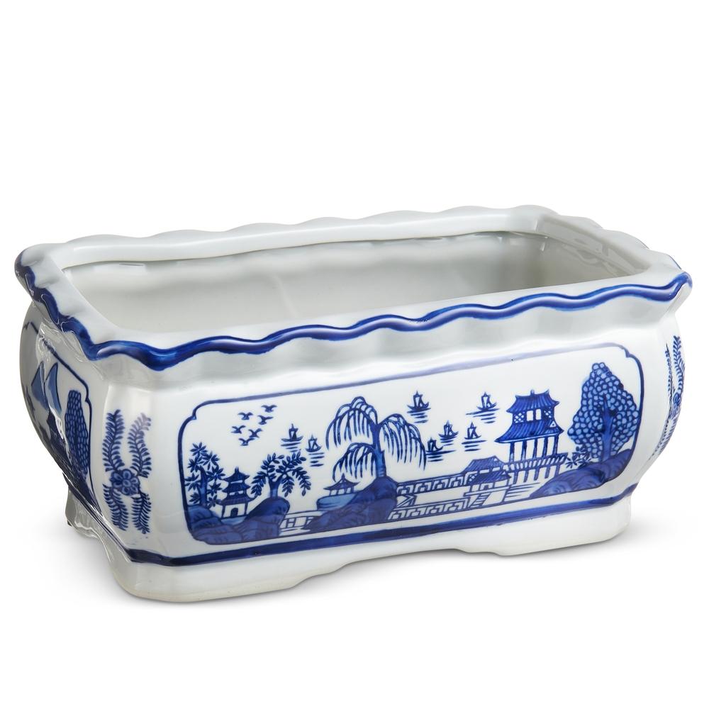 RAZ Imports 9.25" Blue and White Planter