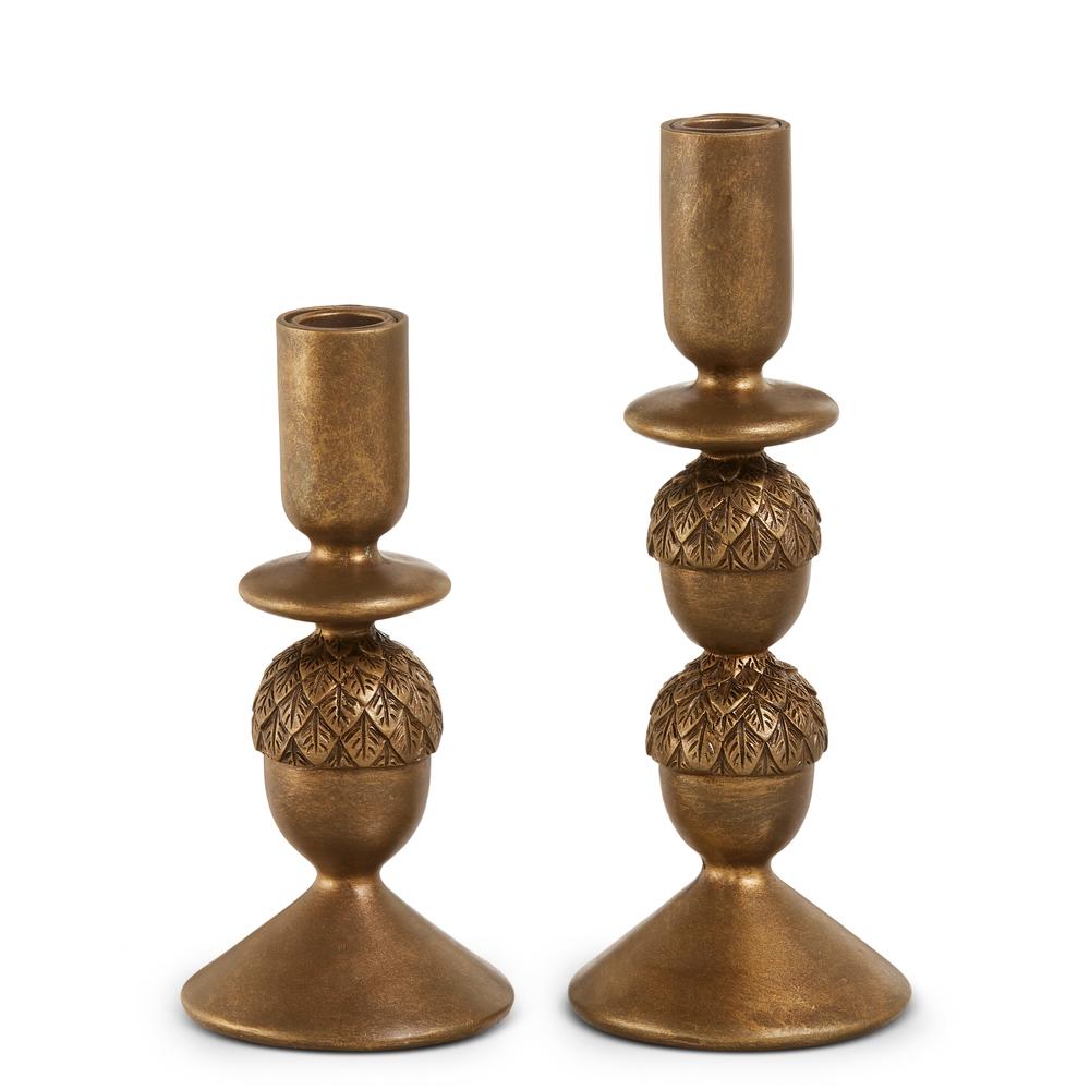 RAZ Imports 9.25" Gold Acorn Candlesticks