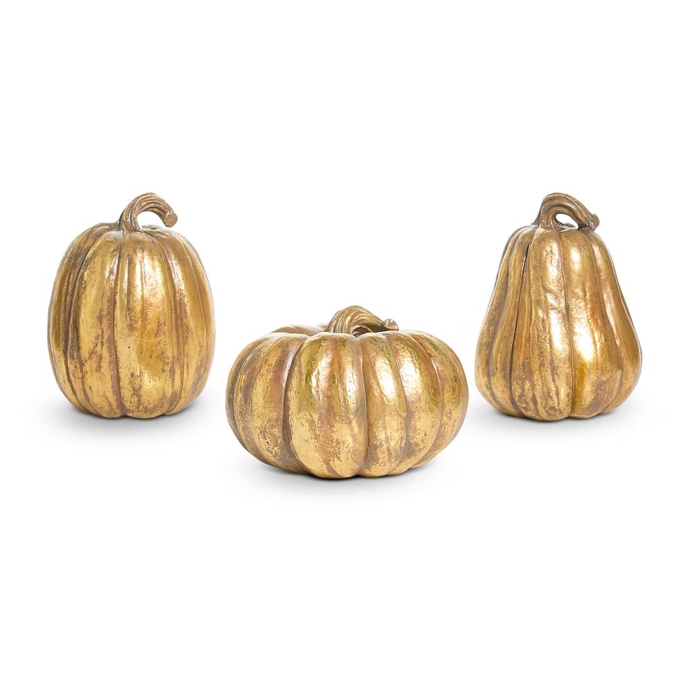 RAZ Imports 9.25" Gold Pumpkin