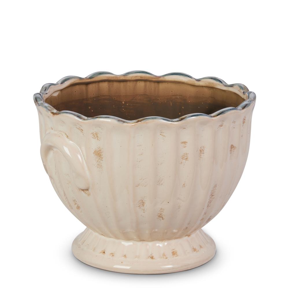 RAZ Imports 9.5" Antiqued Cream Planter