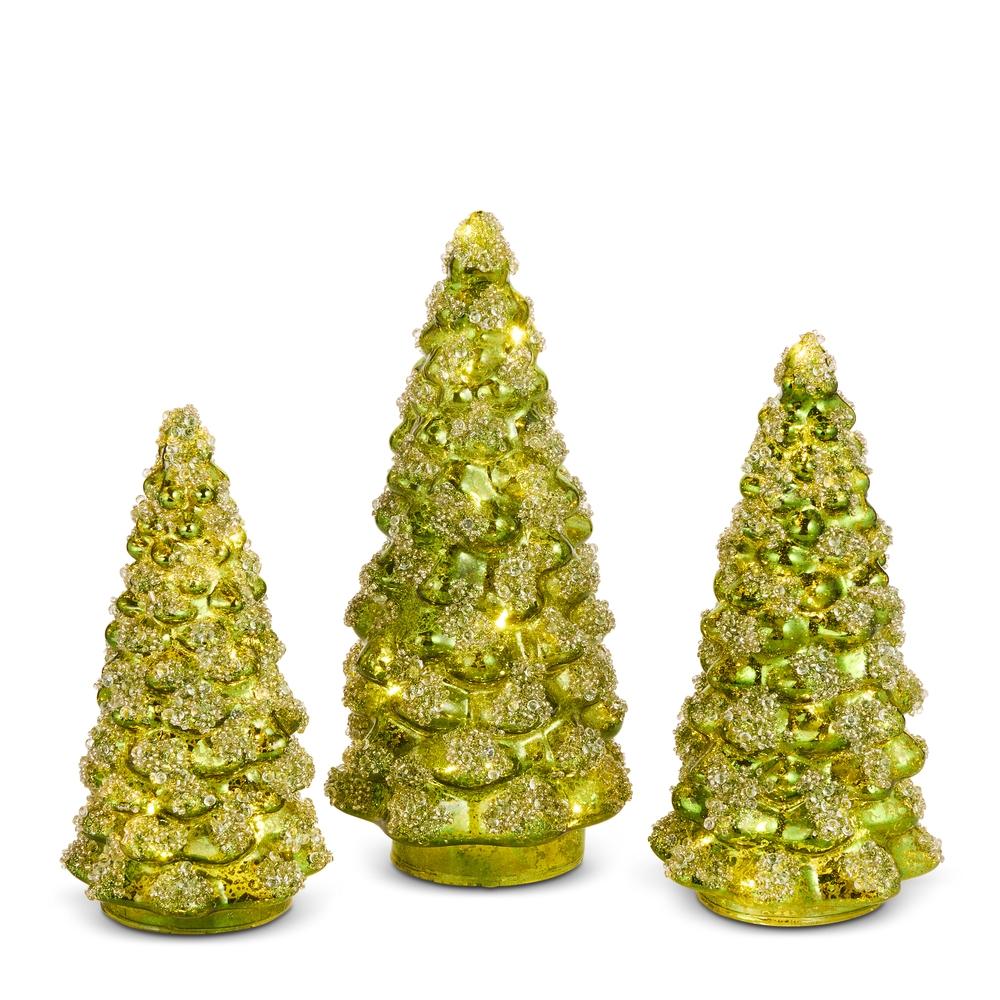 RAZ Imports 9.5" Lighted Green Glitter Trees