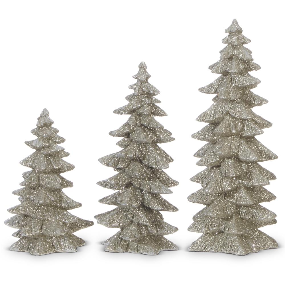 RAZ Imports 9.5" Silver Glittered Trees