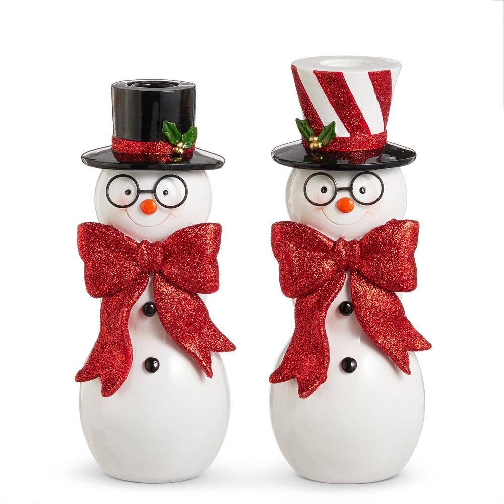 RAZ Imports 9.75" Snowman with Glasses Candlesticks