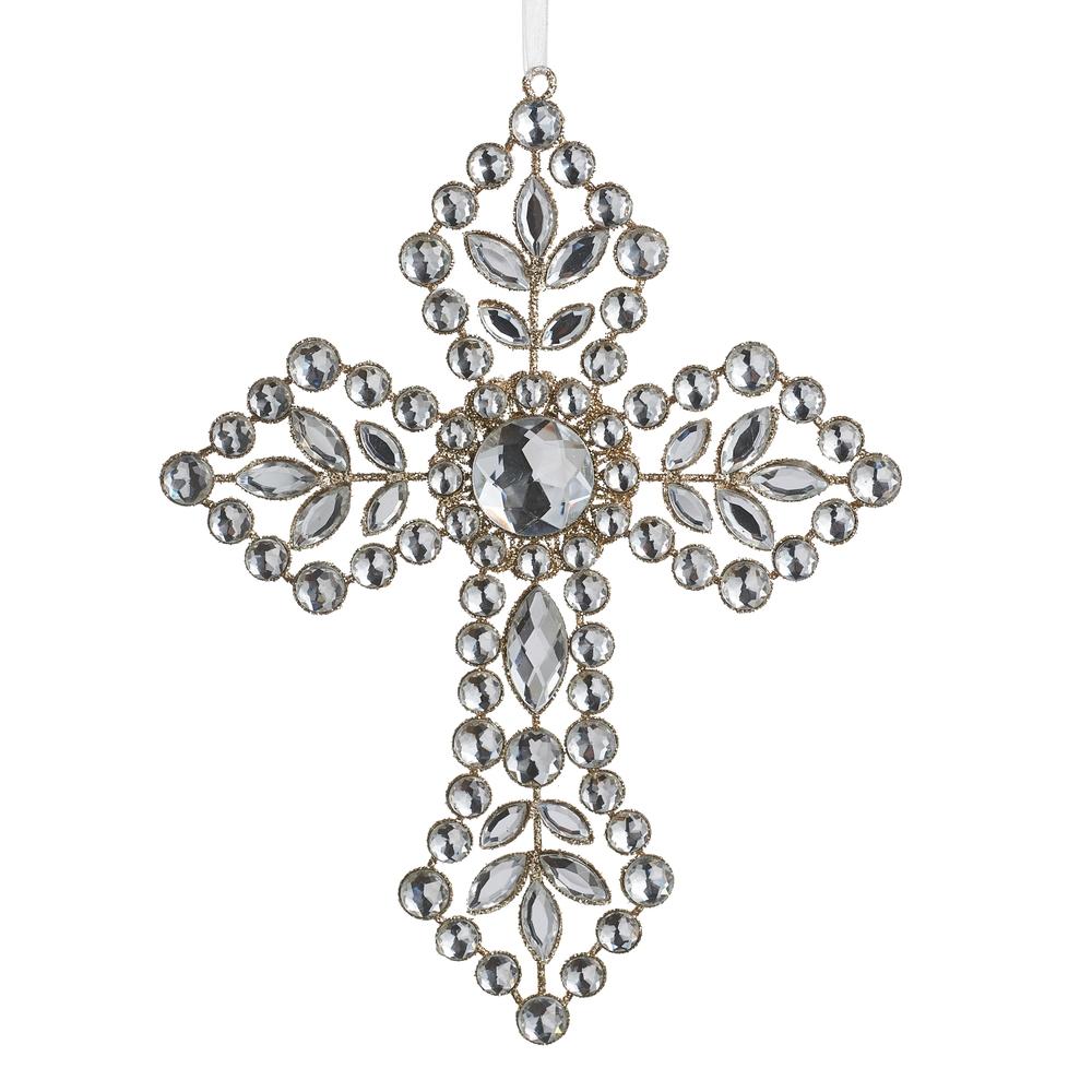 RAZ Imports 9" Clear Jewel Cross Ornament
