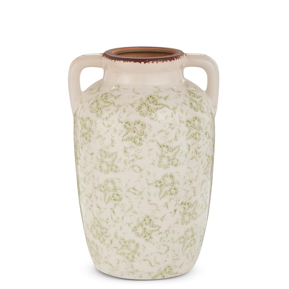 RAZ Imports 9" Green Floral Vase