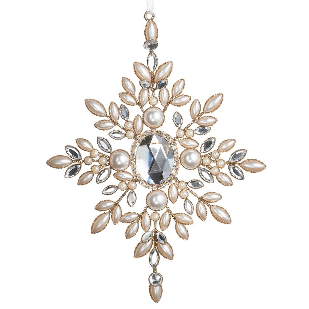 RAZ Imports 9" Jewel and Pearl Snowflake Ornament