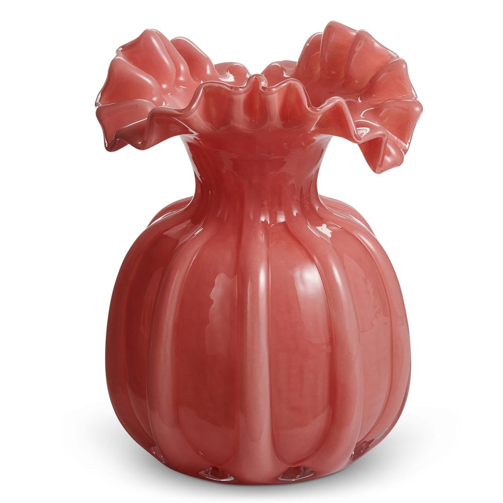 RAZ Imports 9" Pink Ruffle Vase