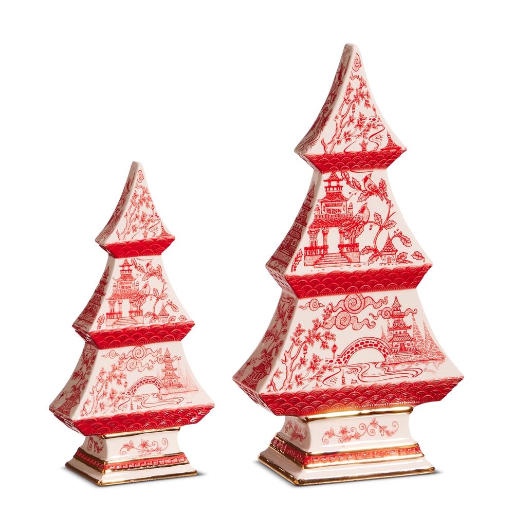 RAZ Imports 9" Red Chinoiserie Trees