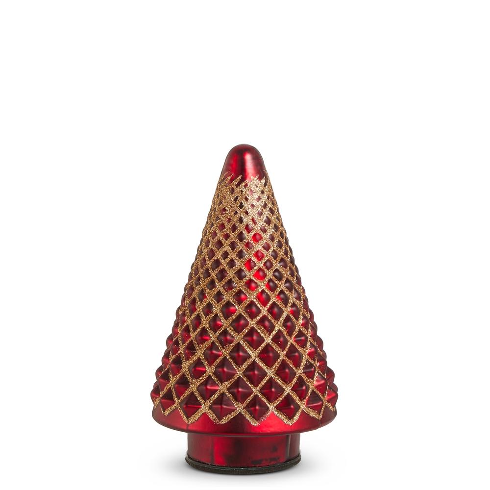 RAZ Imports 9" Red Glitter Diamond Patterned Tree
