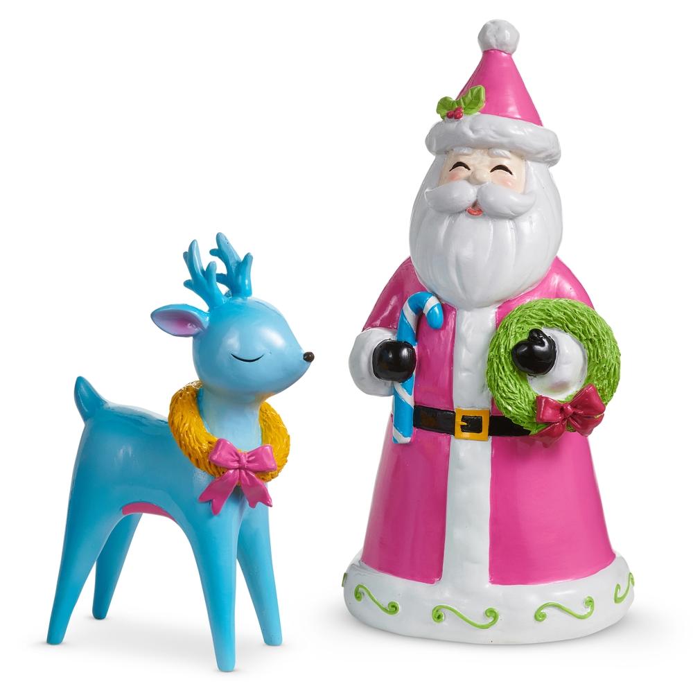 RAZ Imports 9" Santa and Fawn Cheer Decor