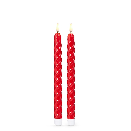 RAZ Imports *DC* 10.5" Red Twist Taper Candles
