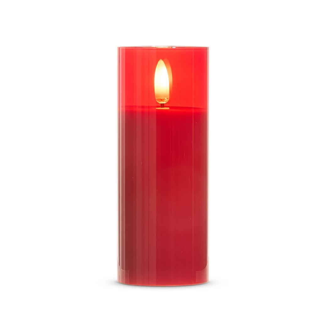 RAZ Imports *DC* 2" X 5" Red Glass Red Pillar Candle