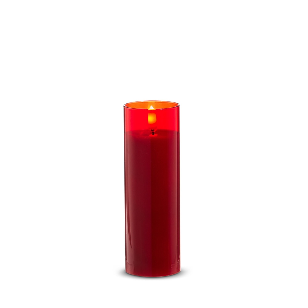 RAZ Imports *DC* 2" X 6" Red Glass Red Pillar Candle
