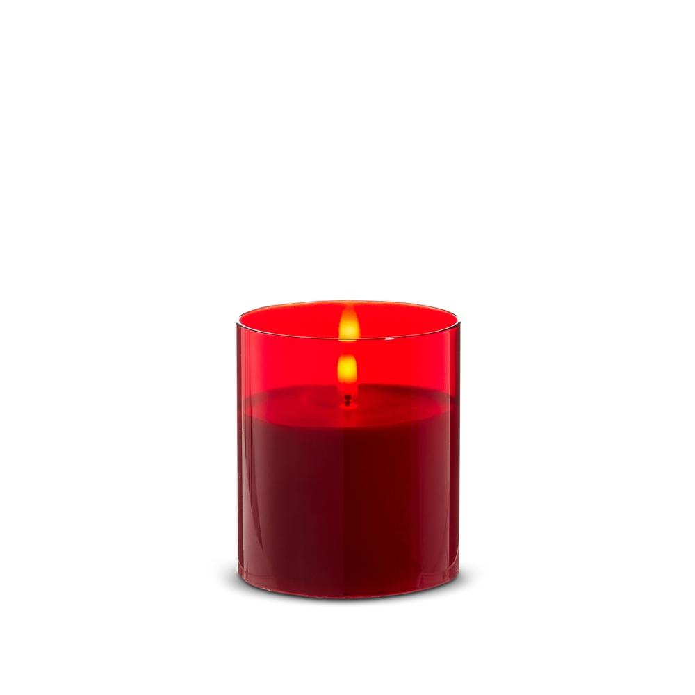 RAZ Imports *DC* 3.5" X 4" Red Glass Red Pillar Candle