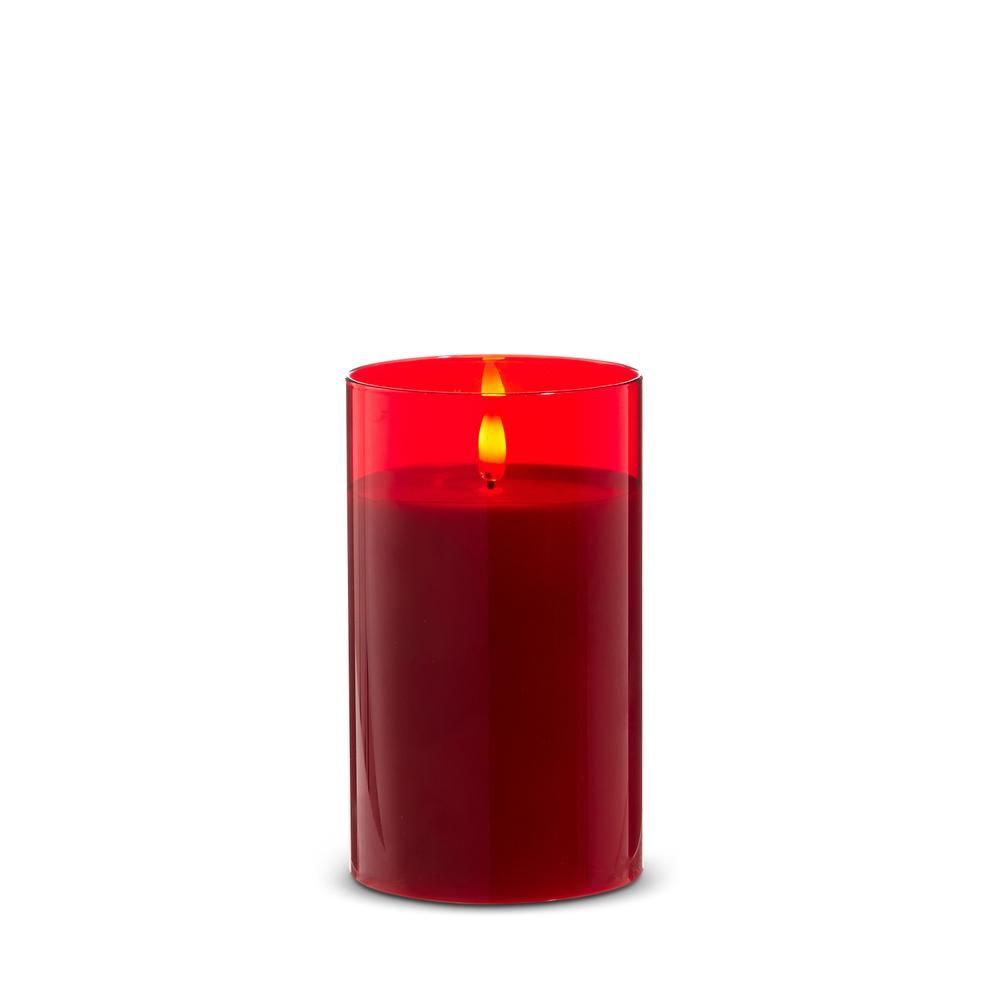 RAZ Imports *DC* 3.5" X 6" Red Glass Red Pillar Candle