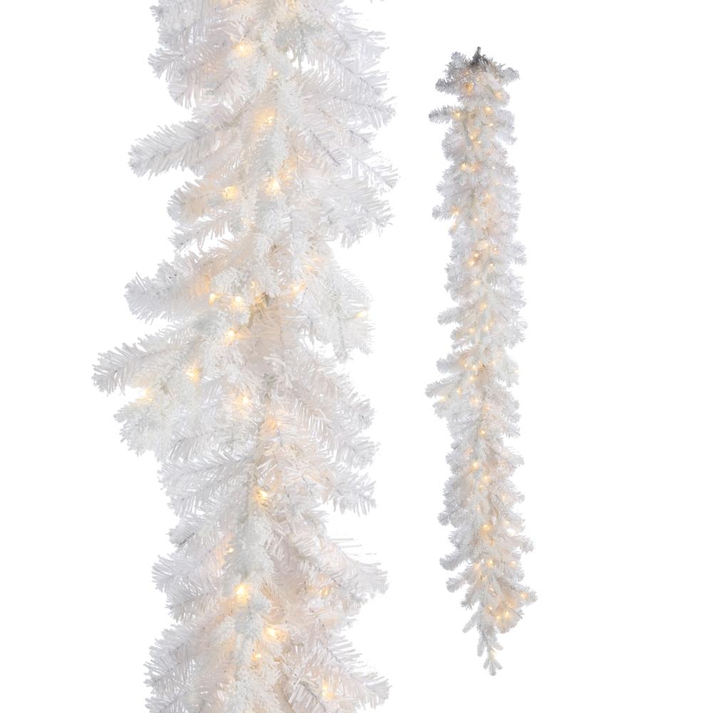 RAZ Imports *DC* 6' Flocked Pure White Spruce Garland