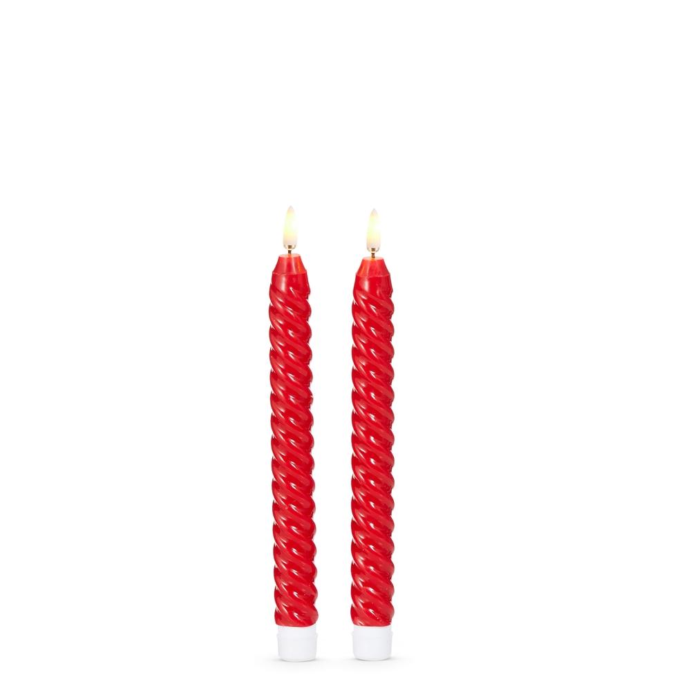 RAZ Imports *DC* 8.5" Red Twist Taper Candles