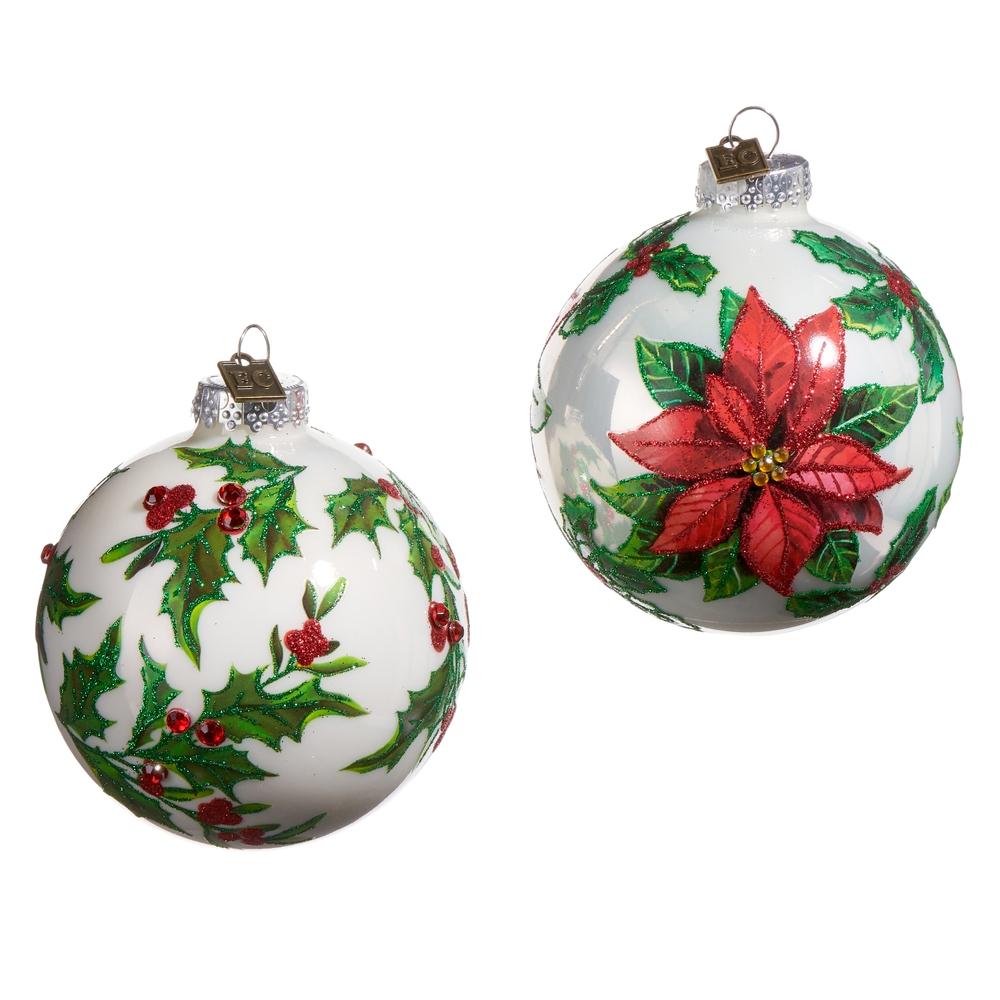 RAZ Imports EC 3.5" Holly Ball Ornament