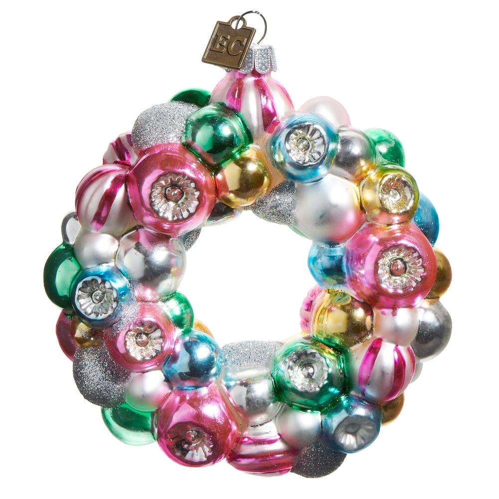 RAZ Imports EC 4.5" Multicolor Wreath Ornament