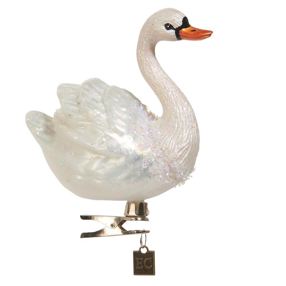 RAZ Imports EC 4.5" White Swan Clip-On Ornament