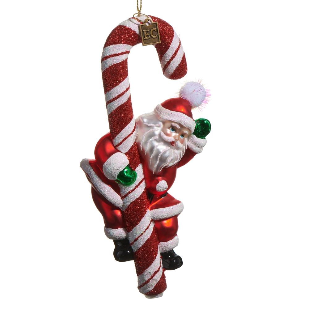 RAZ Imports EC 6.75" Candy Cane Santa Ornament