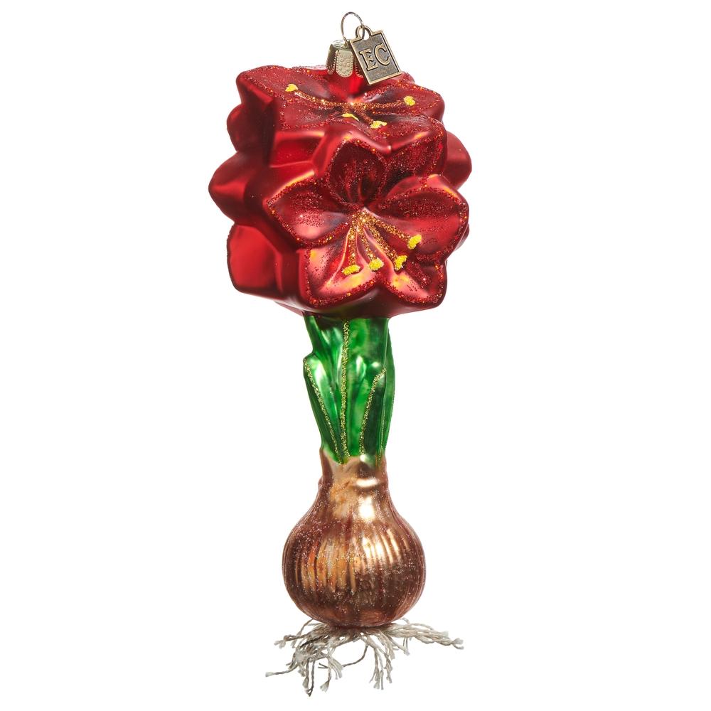RAZ Imports EC 6" Red Amaryllis Bulb Ornament