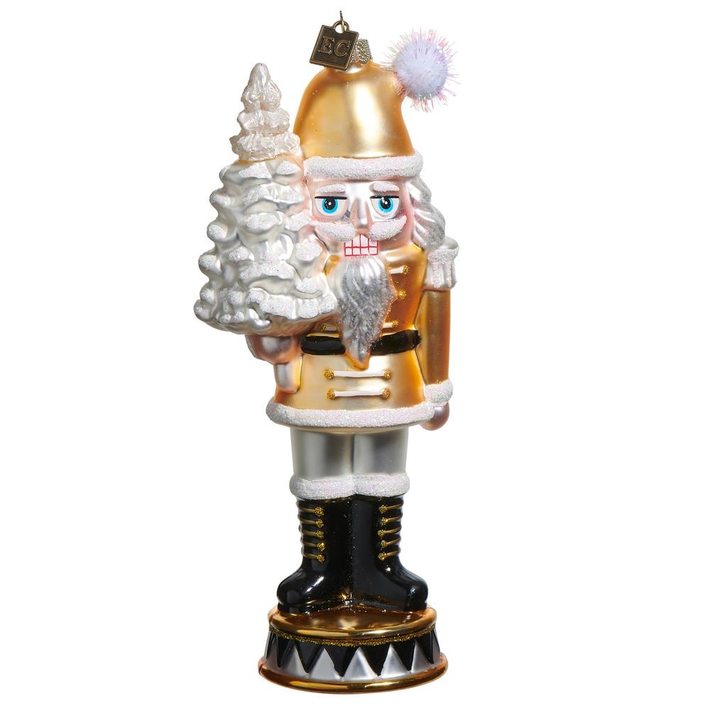 RAZ Imports EC 7" Gold Nutcracker Ornament