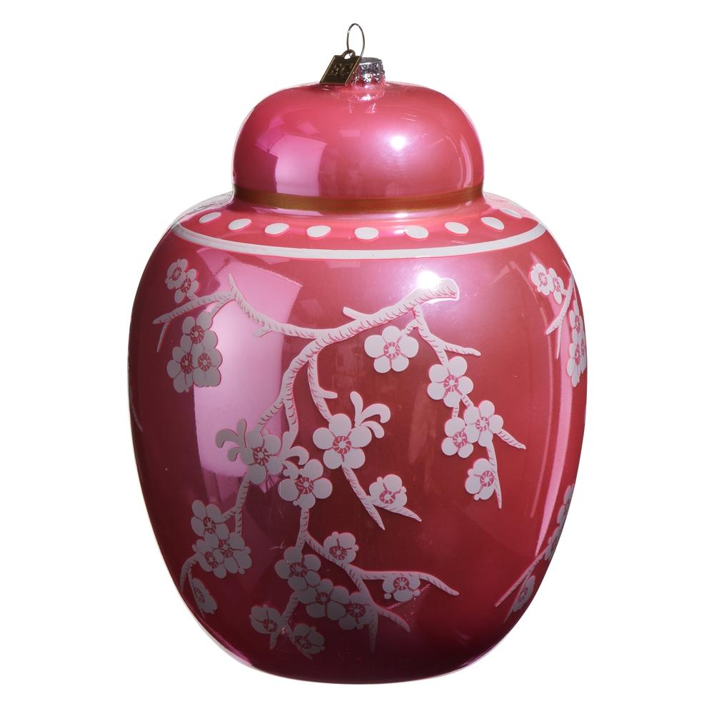 RAZ Imports EC 8" Pink Floral Ginger Jar Ornament